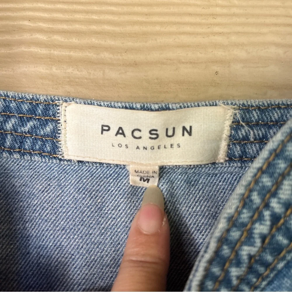 PacSun Denim Mini Dress 100% Cotton Button Down Jeans Dress Medium - Picture 4 of 9